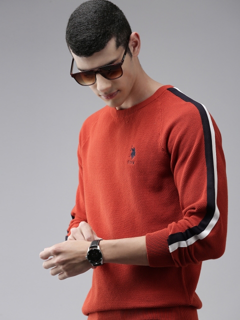 U S Polo Assn Men Red Brand Logo Embroidered Round Neck Pure Cotton Pullover Sweater
U S Polo Assn Men Red Brand Logo Embroidered Round Neck Pure Cotton Pullover Sweater