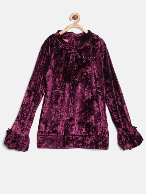 Tiny Girl Burgundy Dual-Toned Top