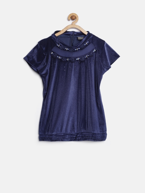 Tiny Girl Navy Embellished Top, Navy blue