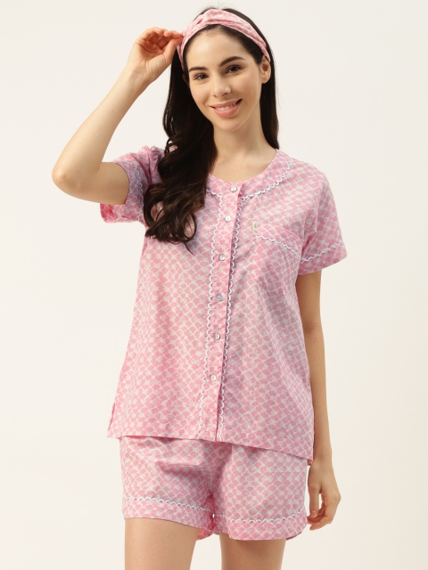 DREAMSS BY SHILPA SHETTY Women Pink & White Ethnic Motifs Printed Pyjama Set with Headband
DREAMSS BY SHILPA SHETTY Women Pink & White Ethnic Motifs Printed Pyjama Set with Headband