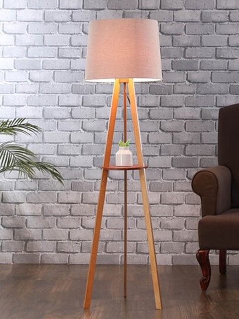 SANDED EDGE Taupe Contemporary Tripod Shelf Lamp