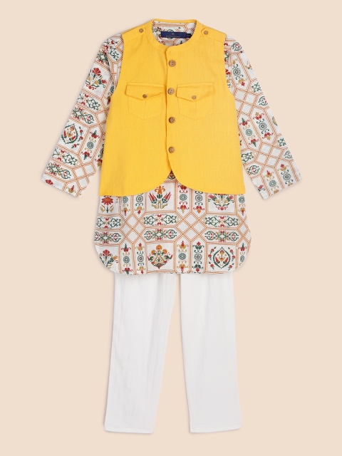 House of Pataudi Boys White Tribal Printed Regular Pure Cotton Kurta Set with Nehru Jacket
House of Pataudi Boys White Tribal Printed Regular Pure Cotton Kurta Set with Nehru Jacket