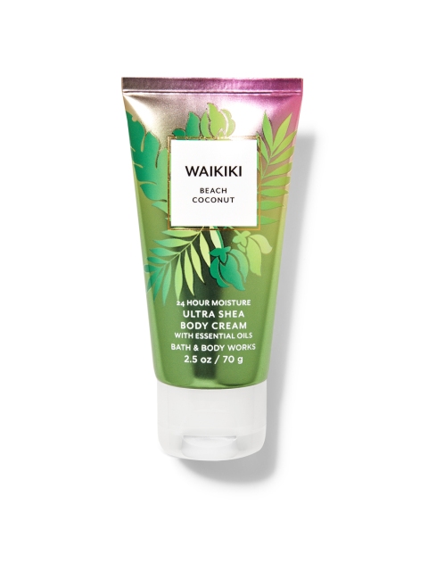 Bath & Body Works Women Waikiki Beach Coconut Travel Size Body Cream 70g, Green