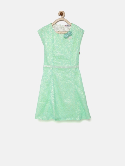 Peppermint Girls Green Lace A-line Dress