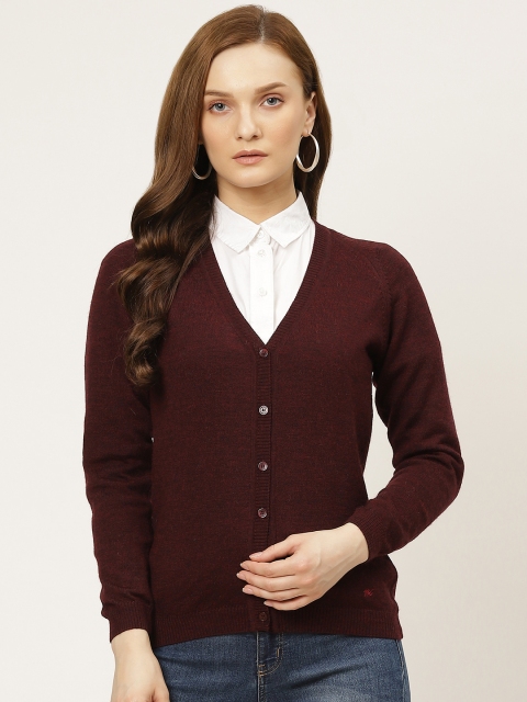 Monte Carlo Women Brown Solid Woolen Cardigan