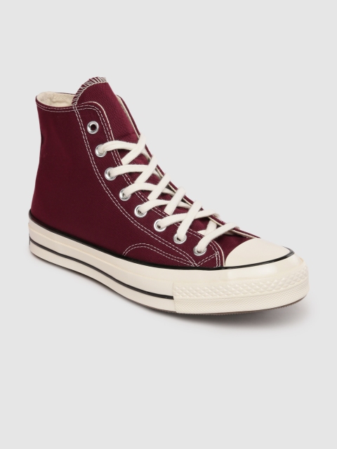 Converse Men Marron & Off-White Solid Chuck 70 High-Top Sneakers, Maroon