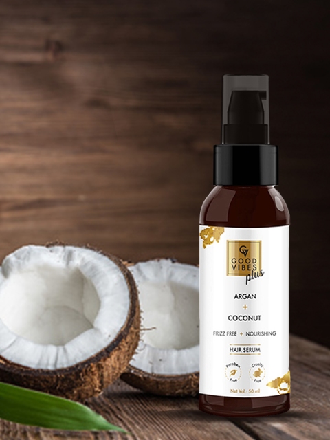 Good Vibes Unisex Plus Argan Oil + Coconut Frizz Free & Nourishing Hair Serum 50 ml, Transparent
Good Vibes Unisex Plus Argan Oil + Coconut Frizz Free & Nourishing Hair Serum 50 ml, Transparent