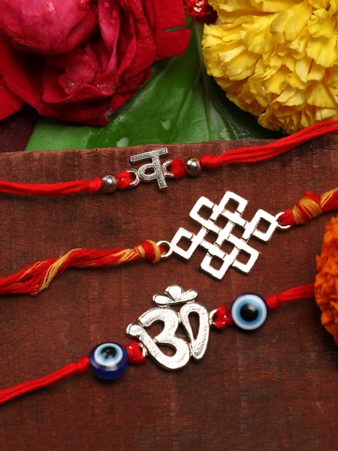 Yellow Chimes Men Pack of 3 Silver-Toned & Red Oxidised Rakhi with Roli Chawal & Card
Yellow Chimes Men Pack of 3 Silver-Toned & Red Oxidised Rakhi with Roli Chawal & Card