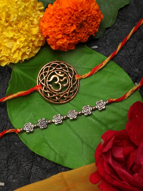 Yellow Chimes Set of 2 Gold & Silver Oxidised Handmade Om Rakhi with Roli Chawal & Card
Yellow Chimes Set of 2 Gold & Silver Oxidised Handmade Om Rakhi with Roli Chawal & Card