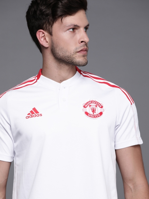 ADIDAS Men White & Red Brand Logo Manchester United Printed Mandarin Collar Sustainable T-shirt
ADIDAS Men White & Red Brand Logo Manchester United Printed Mandarin Collar Sustainable T-shirt