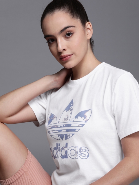 ADIDAS Originals Women White Blue Brand Logo Printed Pure Cotton Outdoor Pure Cotton T-shirt
ADIDAS Originals Women White Blue Brand Logo Printed Pure Cotton Outdoor Pure Cotton T-shirt