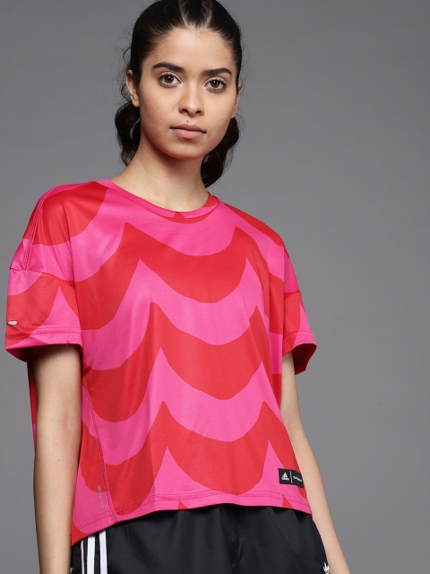 ADIDAS Women Pink & Red Striped Marimekko Drop-Shoulder Sleeves Running Sustainable T-shirt
ADIDAS Women Pink & Red Striped Marimekko Drop-Shoulder Sleeves Running Sustainable T-shirt