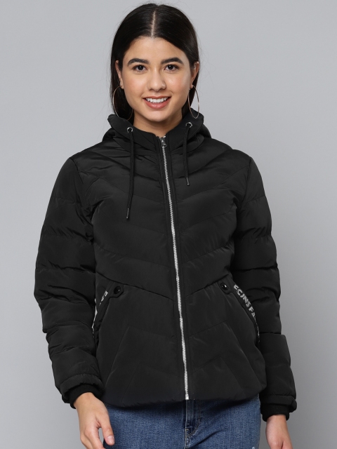Fort Collins Women Black Solid Hooded Puffer Jacket