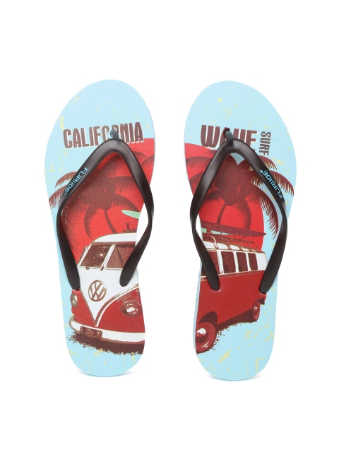 Flipside Women Black & Blue Printed Flip-Flops