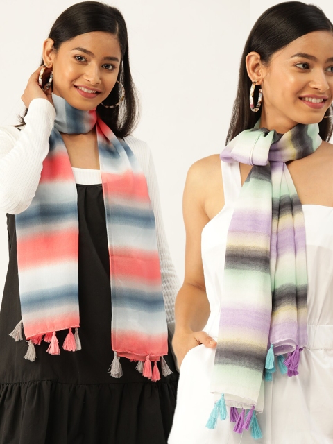 Trend Arrest Women Pack of 2 Scarves, Multi