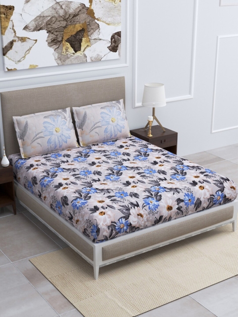 BOMBAY DYEING Grey & Blue Floral 160 TC Cotton King Bedsheet with 2 Pillow Covers
BOMBAY DYEING Grey & Blue Floral 160 TC Cotton King Bedsheet with 2 Pillow Covers