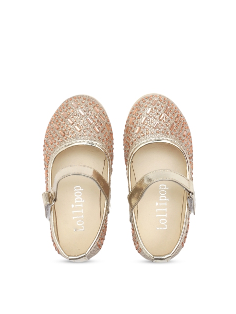 Lil Lollipop Girls Gold-Toned Embellished Ballerinas