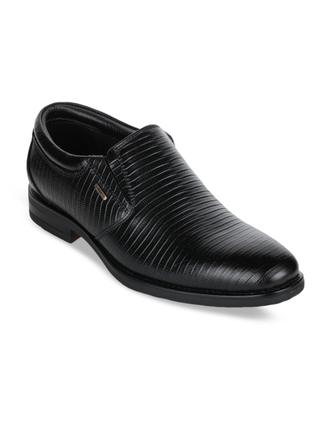 Liberty Men Black Textured Formal Slip-Ons