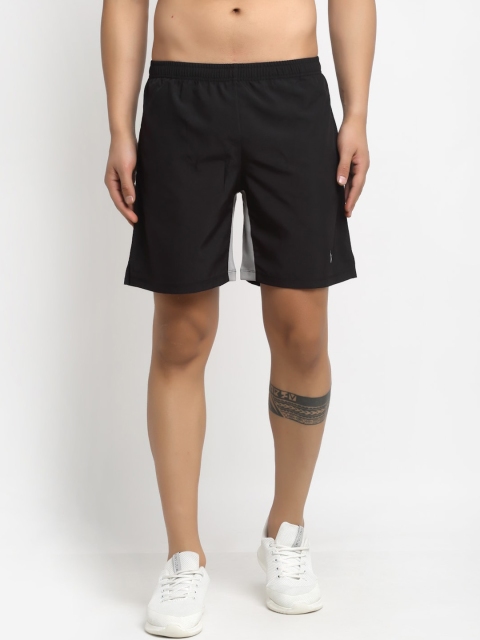 Invincible Men Black Mid-Rise Rapid-Dry Sports Shorts
