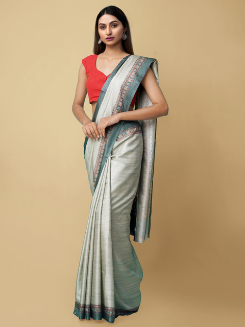 Unnati Silks Green & Orange Woven Design Art Silk Dabu Saree 
Unnati Silks Green & Orange Woven Design Art Silk Dabu Saree