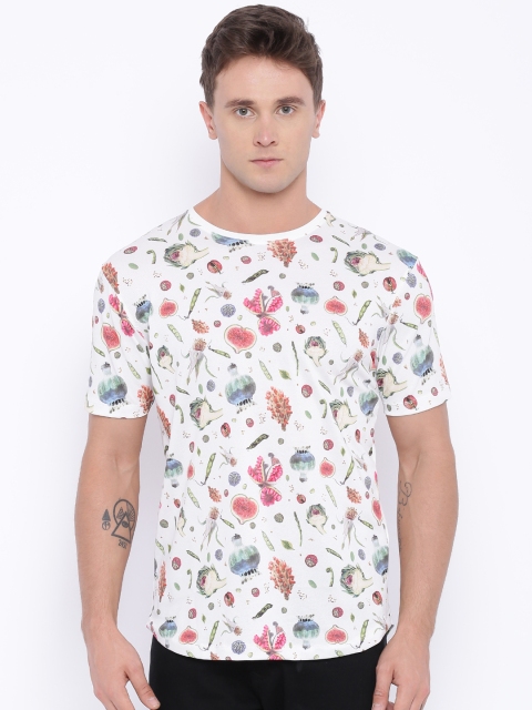 Voi Jeans Men Off-White Printed T-shirt