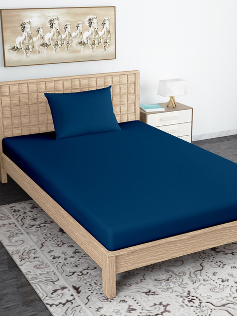Divine Casa Navy Blue 104 TC Single Bedsheet with 1 Pillow Covers 
Divine Casa Navy Blue 104 TC Single Bedsheet with 1 Pillow Covers