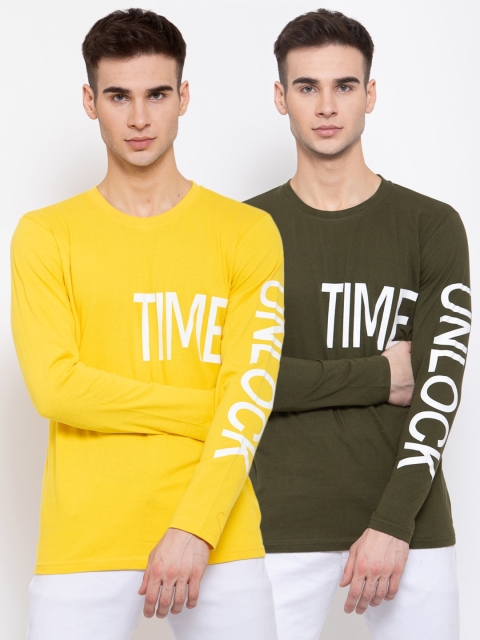 KAY DEE Men Yellow Olive Green Typography Printed Pack of 2 Slim Fit Pure Cotton T-shirts
KAY DEE Men Yellow Olive Green Typography Printed Pack of 2 Slim Fit Pure Cotton T-shirts
