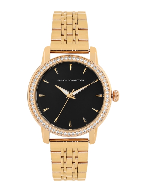French Connection Women Gold-Toned Embellished Dial & Black Stainless Steel Bracelet Style Straps Analogue Watch
French Connection Women Gold-Toned Embellished Dial & Black Stainless Steel Bracelet Style Straps Analogue Watch