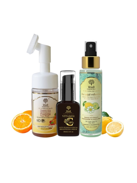Khadi Essentials 10% Vitamin C Serum, Foaming Face Wash & Refreshing Face Mist Combo, Green
Khadi Essentials 10% Vitamin C Serum, Foaming Face Wash & Refreshing Face Mist Combo, Green