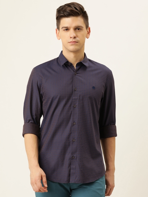 PETER ENGLAND UNIVERSITY Men Purple Checked Super Slim Fit Casual Shirt