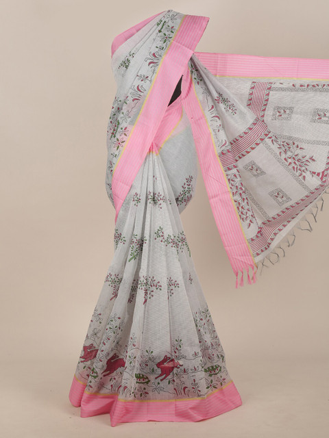 Pothys Grey & Pink Ethnic Motifs Cotton Blend Saree 
Pothys Grey & Pink Ethnic Motifs Cotton Blend Saree