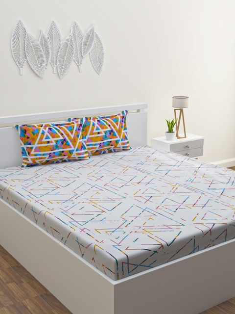 HOME AFFAIRS White & Orange Geometric 180 TC Queen Bedsheet with 2 Pillow Covers
HOME AFFAIRS White & Orange Geometric 180 TC Queen Bedsheet with 2 Pillow Covers