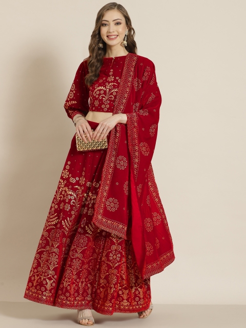 Juniper Maroon & Golden Foil Print Velvet Ready to Wear Lehenga & Blouse With Dupatta
Juniper Maroon & Golden Foil Print Velvet Ready to Wear Lehenga & Blouse With Dupatta