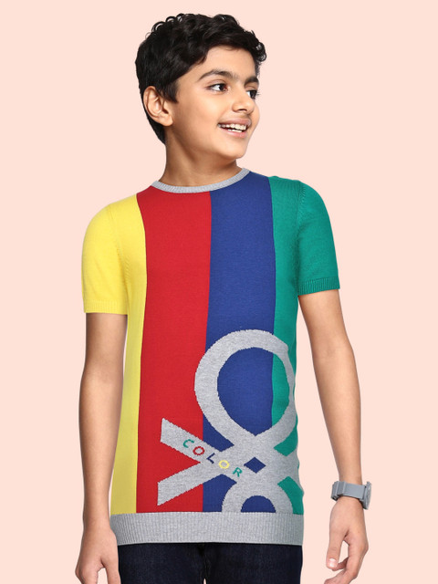 United Colors of Benetton Boys Multicoloured Striped & Brand Logo Pattern Cotton Pullover, Multi 
United Colors of Benetton Boys Multicoloured Striped & Brand Logo Pattern Cotton Pullover, Multi