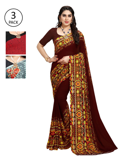 KALINI Set of 3 Multicolored Printed Sarees, Multi
KALINI Set of 3 Multicolored Printed Sarees, Multi