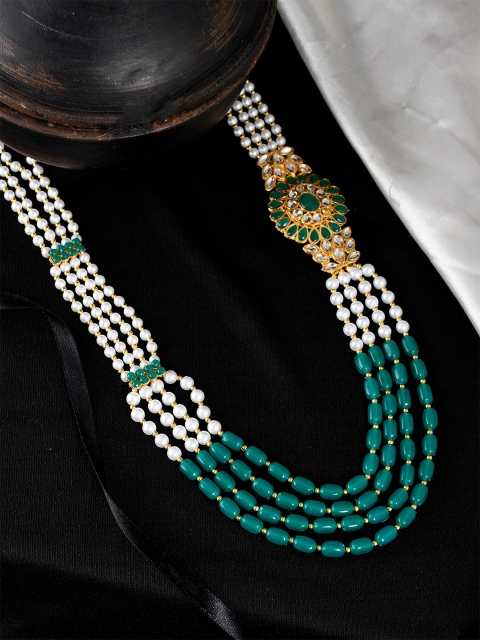 Silvermerc Designs Unisex Green & White Brass Gold-Plated Layered Kundan Brooch Necklace
Silvermerc Designs Unisex Green & White Brass Gold-Plated Layered Kundan Brooch Necklace