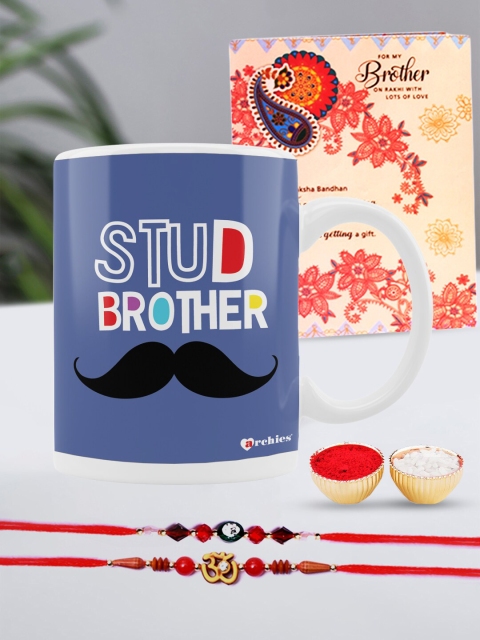 Archies Special Combo Set of 5 Rakhis with Coffee Mug, Greeting Card & Roli-Chawal, Multi
Archies Special Combo Set of 5 Rakhis with Coffee Mug, Greeting Card & Roli-Chawal, Multi