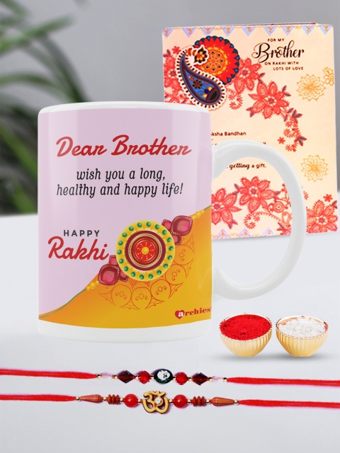 Archies Special Combo Set of 5 Rakhis with Coffee Mug, Greeting Card & Roli-Chawal, Multi
Archies Special Combo Set of 5 Rakhis with Coffee Mug, Greeting Card & Roli-Chawal, Multi