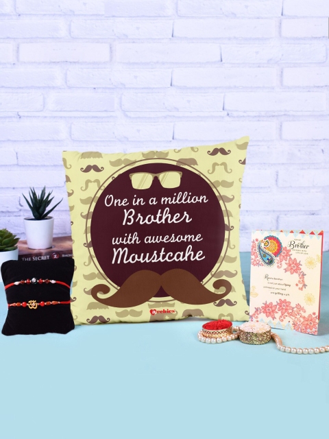 Archies Special Combo Set of 5 Rakhis with Cushions, Greeting Card & Roli-Chawal, Multi
Archies Special Combo Set of 5 Rakhis with Cushions, Greeting Card & Roli-Chawal, Multi