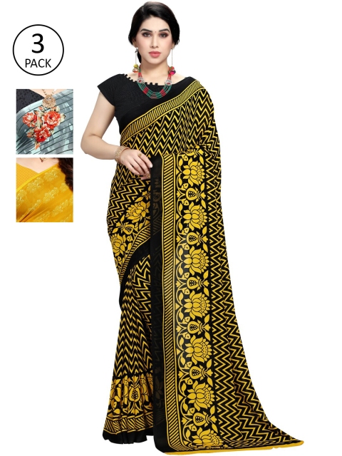 KALINI Pack of 3 Printed Sarees, Multi