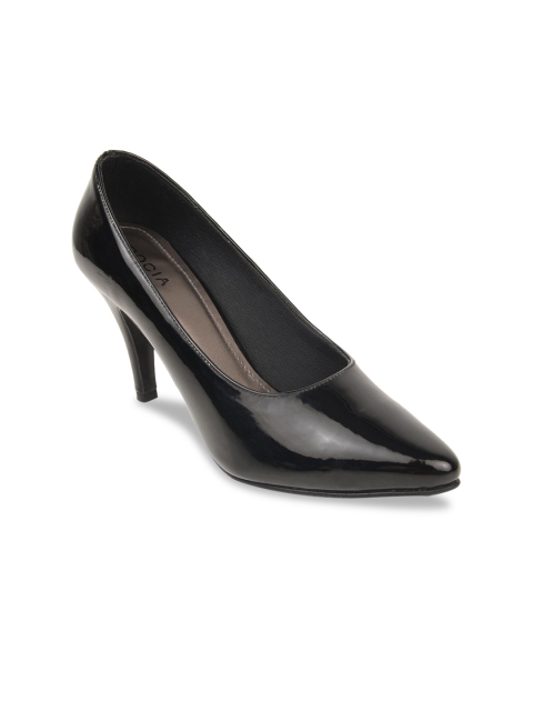 Rocia Black Solid Slim Heeled Pumps
