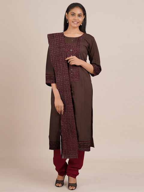 Pothys Women Brown Embroidered Unstitched Chudithar Material
Pothys Women Brown Embroidered Unstitched Chudithar Material