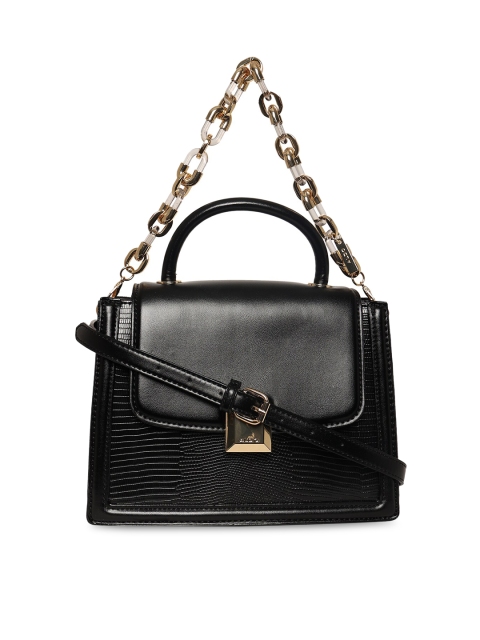 ALDO Black Textured PU Structured Satchel