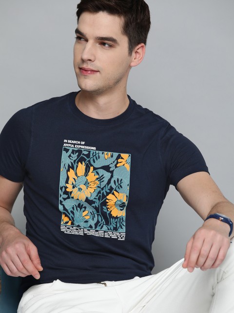 Mast & Harbour Men Navy Blue & Mustard Yellow Floral Print Handcrafted Cotton T-shirt
Mast & Harbour Men Navy Blue & Mustard Yellow Floral Print Handcrafted Cotton T-shirt