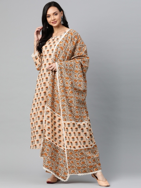 AHIKA Women Beige Ethnic Motifs Printed Regular Pure Cotton Kurta with Trousers & With Dupatta
AHIKA Women Beige Ethnic Motifs Printed Regular Pure Cotton Kurta with Trousers & With Dupatta