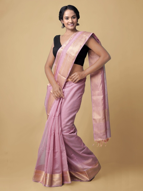 Unnati Silks Women Pink & Gold-Toned Pure Handloom Maheshwari Sico Sustainable Saree
Unnati Silks Women Pink & Gold-Toned Pure Handloom Maheshwari Sico Sustainable Saree