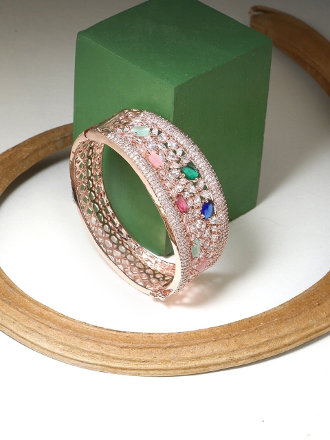 Adwitiya Collection Women Rose Gold & Pink Cubic Zirconia Handcrafted Rose Gold-Plated Bangle-Style Bracelet
Adwitiya Collection Women Rose Gold & Pink Cubic Zirconia Handcrafted Rose Gold-Plated Bangle-Style Bracelet