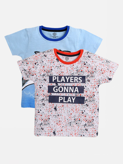 TAMBOURINE Boys Pack of 2 Typography Printed Round Neck Pure Cotton T-shirt, Turquoise blue
TAMBOURINE Boys Pack of 2 Typography Printed Round Neck Pure Cotton T-shirt, Turquoise blue