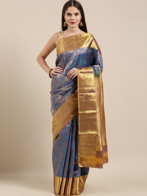 The Chennai Silks Blue & Gold-Coloured Paisley Woven Design Zari Brocade Kanjeevaram Saree
The Chennai Silks Blue & Gold-Coloured Paisley Woven Design Zari Brocade Kanjeevaram Saree