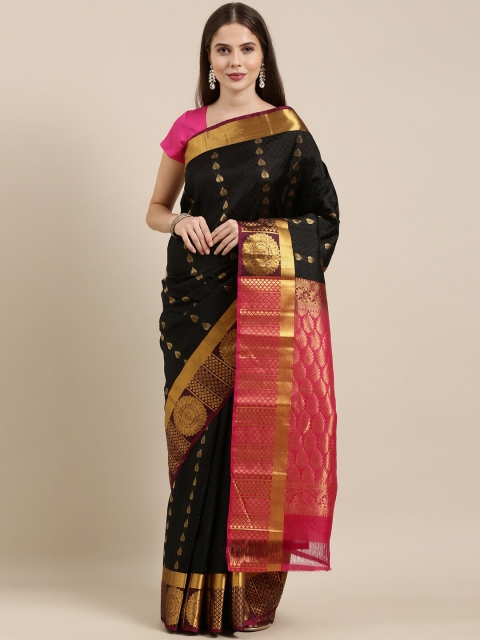 The Chennai Silks Black & Pink Ethnic Motifs Woven Design Zari Pure Silk Dharmavaram Saree
The Chennai Silks Black & Pink Ethnic Motifs Woven Design Zari Pure Silk Dharmavaram Saree